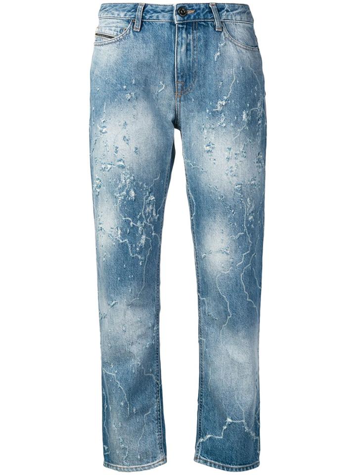 Diesel Black Gold Straight Jeans With Destroyed Finish - Blue