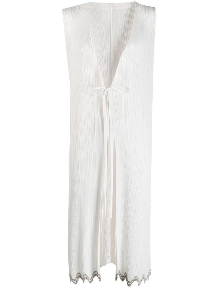 Pleats Please By Issey Miyake Wave-hem Sleeveless Jacket - White