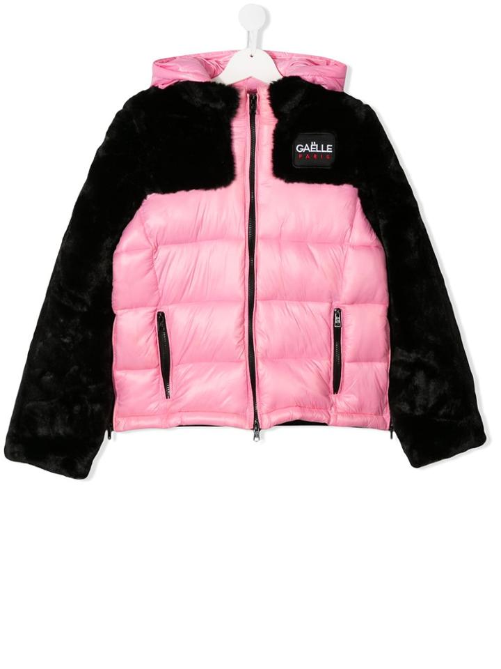 Gaelle Paris Kids Teen Faux-fur Panel Quilted Jacket - Pink