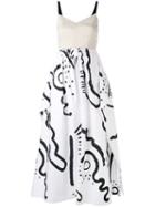 Isa Arfen - Printed Midi Dress - Women - Cotton/linen/flax/spandex/elastane - 8, White, Cotton/linen/flax/spandex/elastane