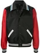 No21 Contrast Trim And Sleeves Bomber Jacket - Black