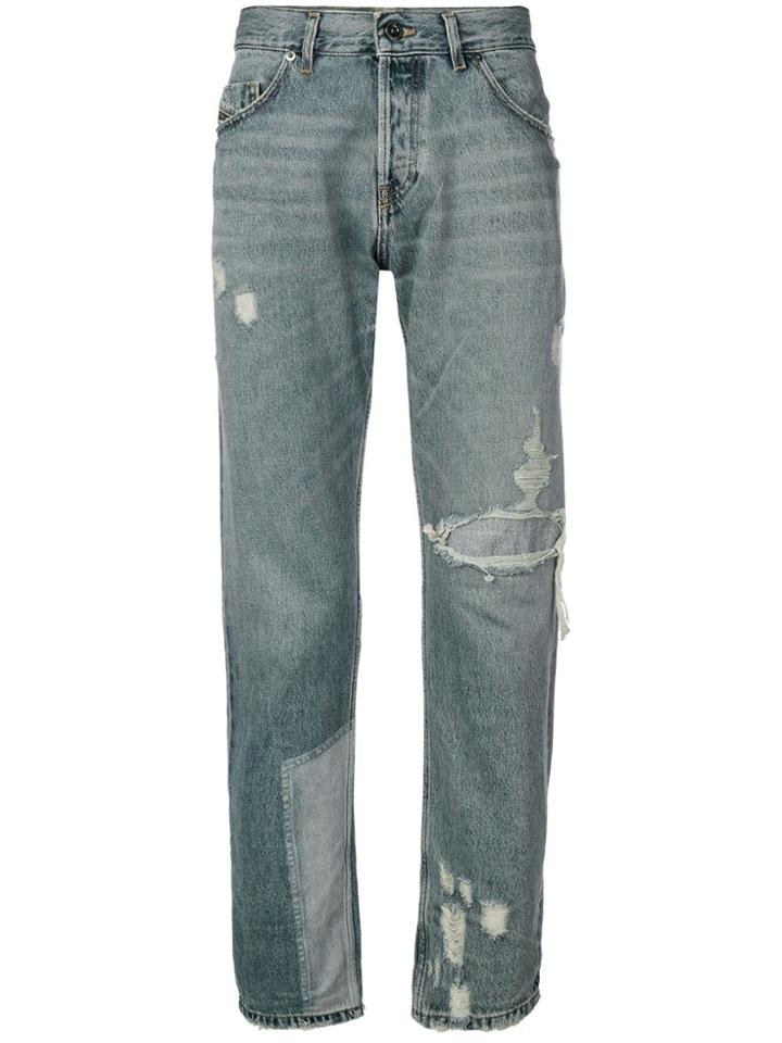 Diesel Black Gold Slim Bleached Patch Jeans - Blue