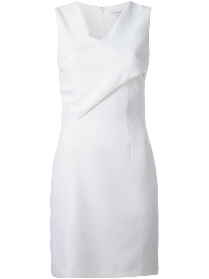 Carven Sleeveless Fitted Dress, Women's, Size: 36, White, Triacetate/polyester/acetate/silk
