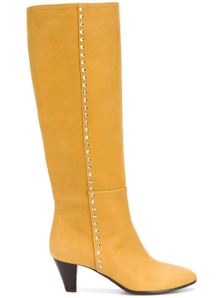 Via Roma 15 Heeled Studded Biker Boots - Yellow & Orange