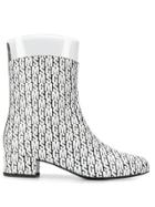 Msgm Logo Patterned Ankle Boots - White