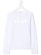 Dkny Kids Logo Print Longsleeved T-shirt - White