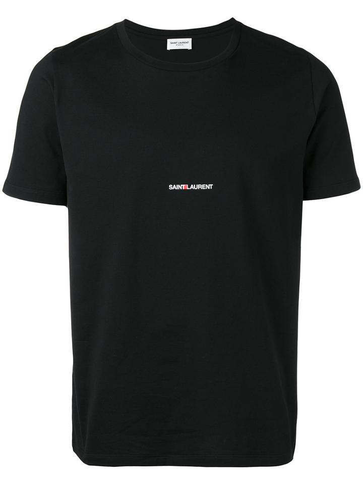 Saint Laurent Logo Print T-shirt, Men's, Size: Xl, Black, Cotton