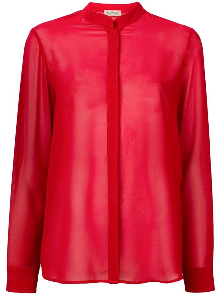 Blanca Band Collar Shirt - Red