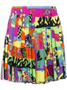 Versace Vintage Abstract Print Pleated Skirt - Multicolour
