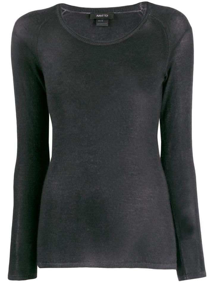 Avant Toi Scoop-neck Knit Top - Black