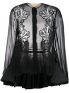 Antonio Berardi Lace-panelled Chiffon Shirt - Black