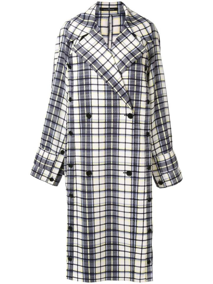 Rokh Plaid Double-breasted Coat - Blue