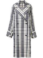 Rokh Plaid Double-breasted Coat - Blue