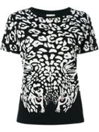 Saint Laurent Leopard Print T-shirt, Women's, Size: Xs, Black, Cotton/metal (other)
