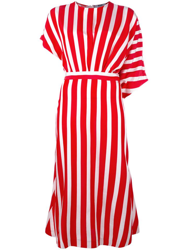 Msgm Striped Midi Dress, Women's, Size: 40, Red, Viscose/cotton