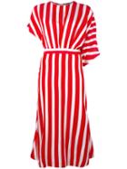 Msgm Striped Midi Dress, Women's, Size: 40, Red, Viscose/cotton