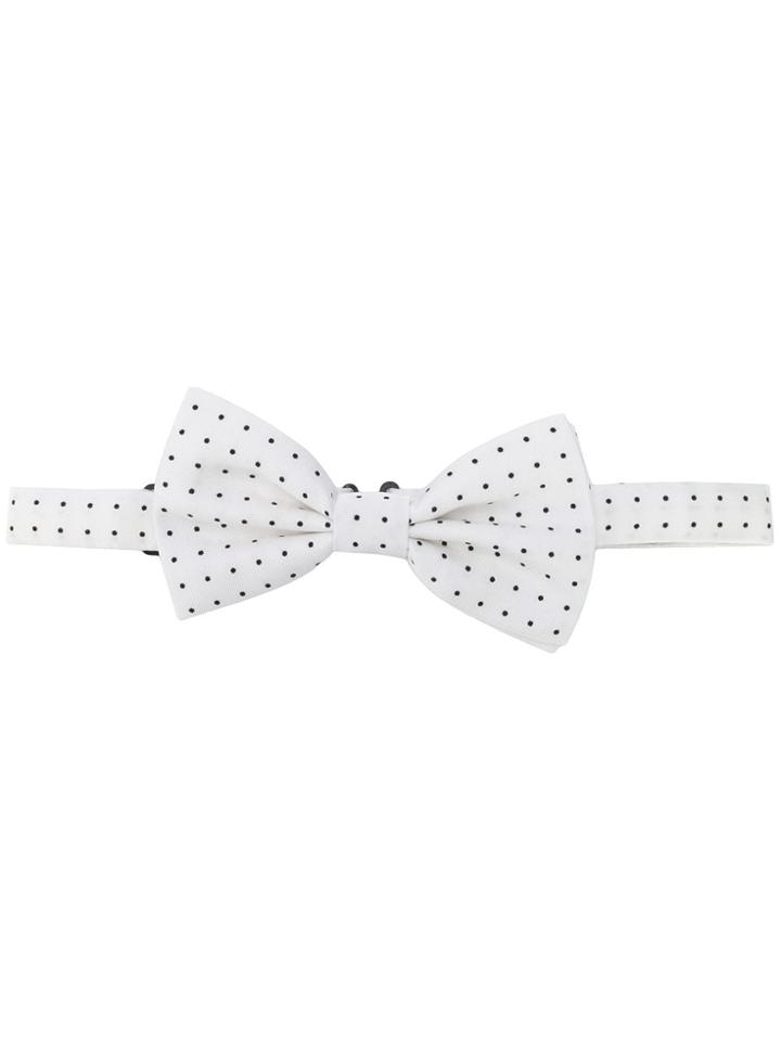 Dolce & Gabbana Polka Dot Bow Tie - White