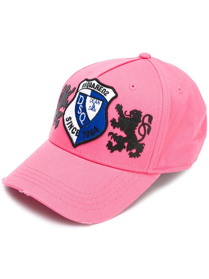 Dsquared2 Lion Patch Baseball Cap, Men's, Pink/purple, Cotton
