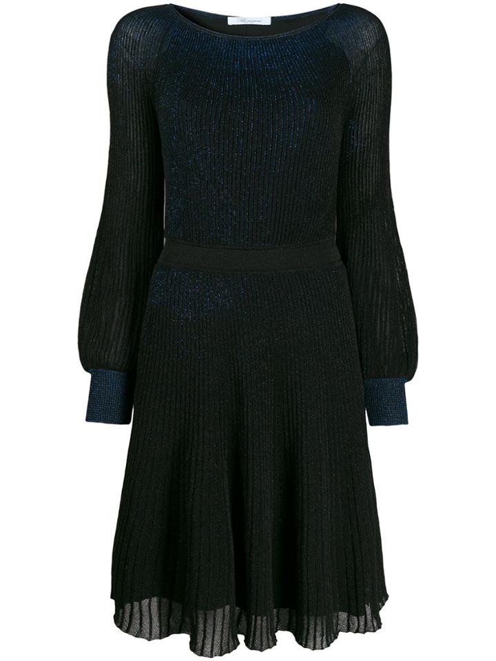 Blumarine Metallic-effect Knit Dress - Blue