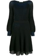 Blumarine Metallic-effect Knit Dress - Blue