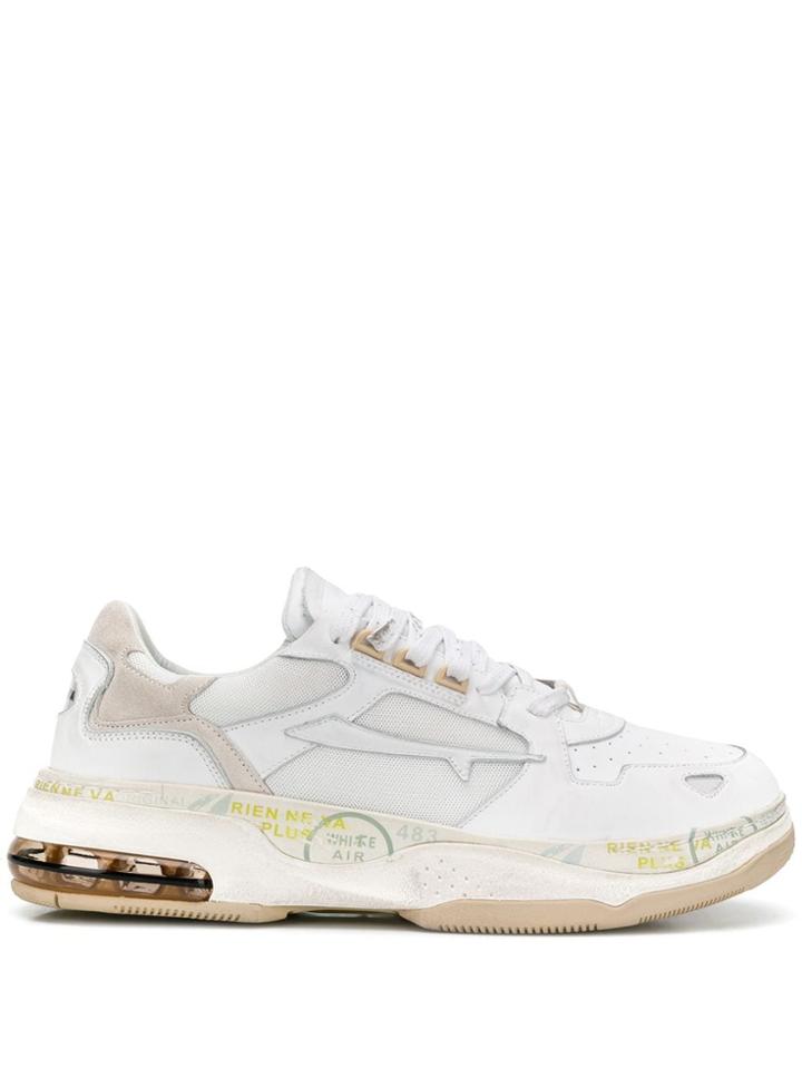 White Premiata Logo Low-top Sneakers