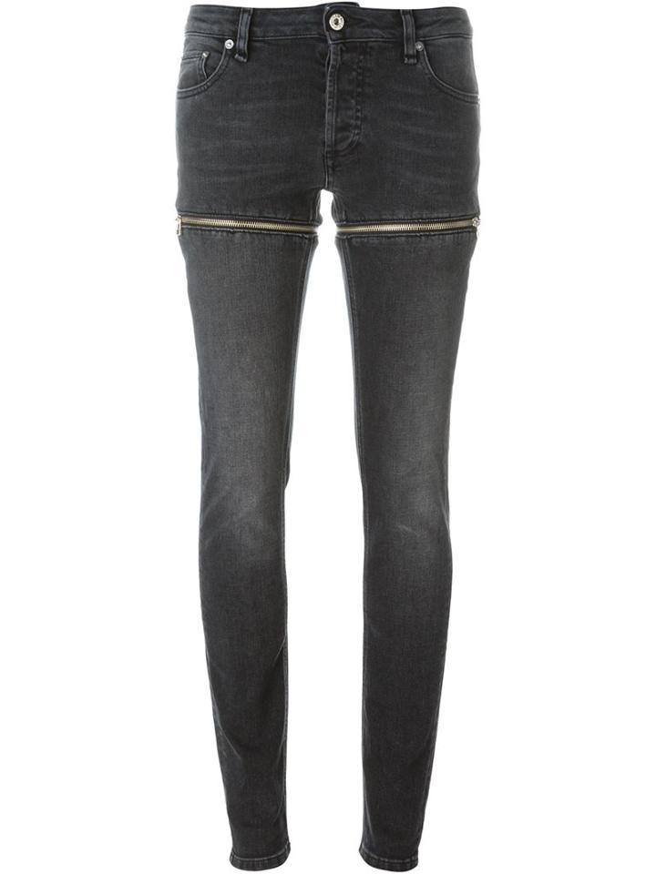 Hood By Air Zip Detail Skinny Jeans, Women's, Size: 27, Black, Cotton/spandex/elastane