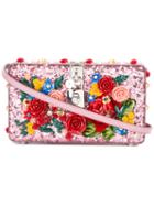 Dolce & Gabbana Floral Embellished Clutch, Women's, Pink/purple, Calf Leather/polyester/viscose