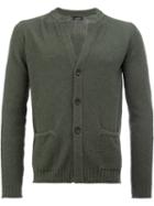 Roberto Collina V-neck Cardigan, Men's, Size: 48, Green, Cotton/polyamide