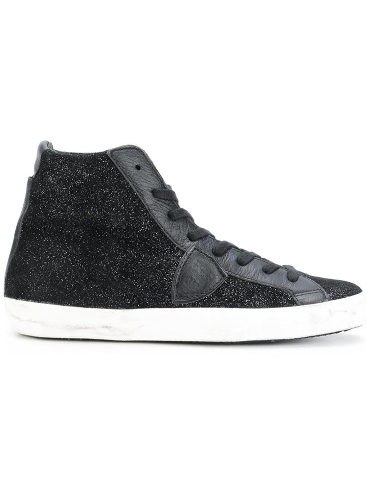 Philippe Model 'paris H D' Glitter Hi-top Sneakers - Black