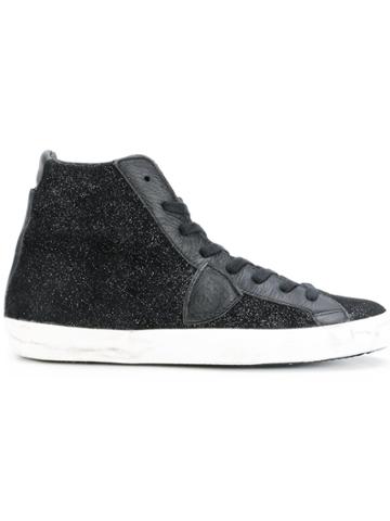 Philippe Model 'paris H D' Glitter Hi-top Sneakers - Black