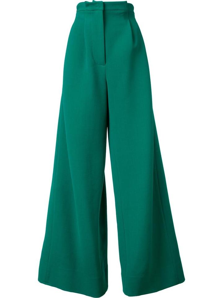 Natasha Zinko Wide-leg Trousers, Women's, Size: 40, Green, Wool