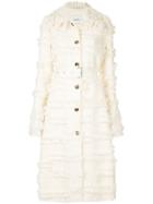 Goen.j A-line Variegated Tweed Frayed Coat - White