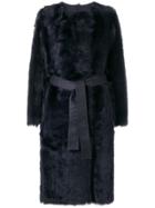 Yves Salomon Sheep Skin Shearling Coat - Blue