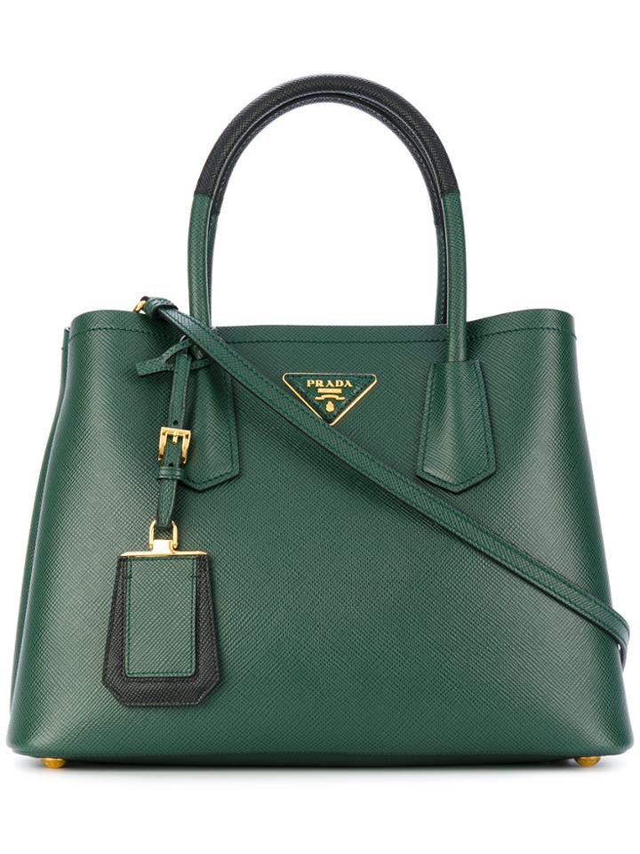 Prada Small Double Tote - Green