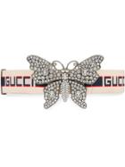 Gucci Gucci Stripe Belt With Butterfly - White