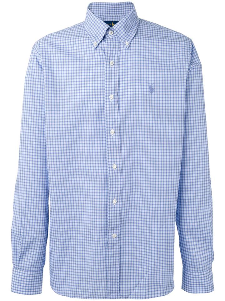 Polo Ralph Lauren Checked Button-down Shirt, Men's, Size: 17 1/2, Blue, Cotton