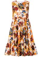 Msgm Floral Empire Line Dress - Yellow & Orange