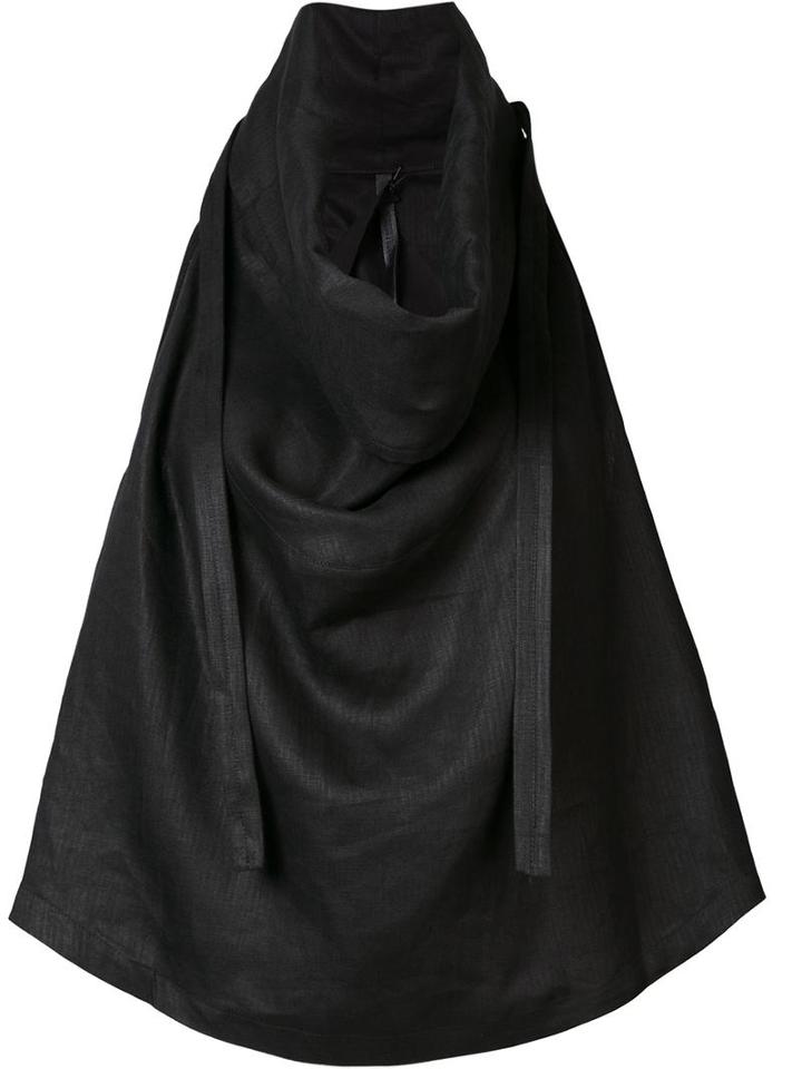 Barbara I Gongini Draped Neck Top, Women's, Size: 34, Black, Linen/flax