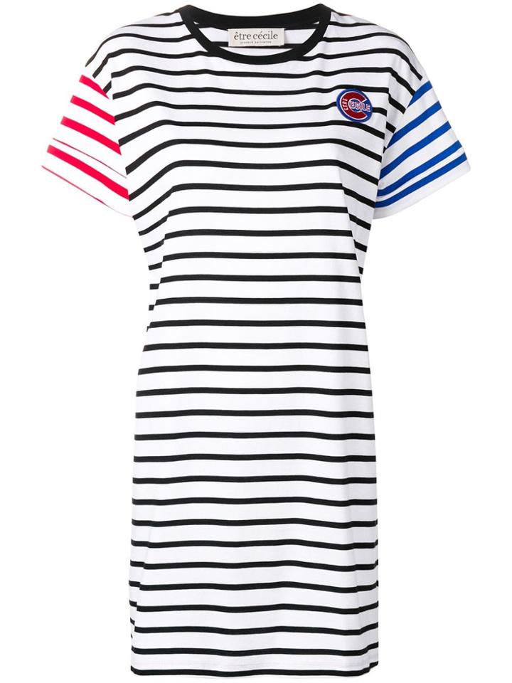 Être Cécile Striped T-shirt Dress - White