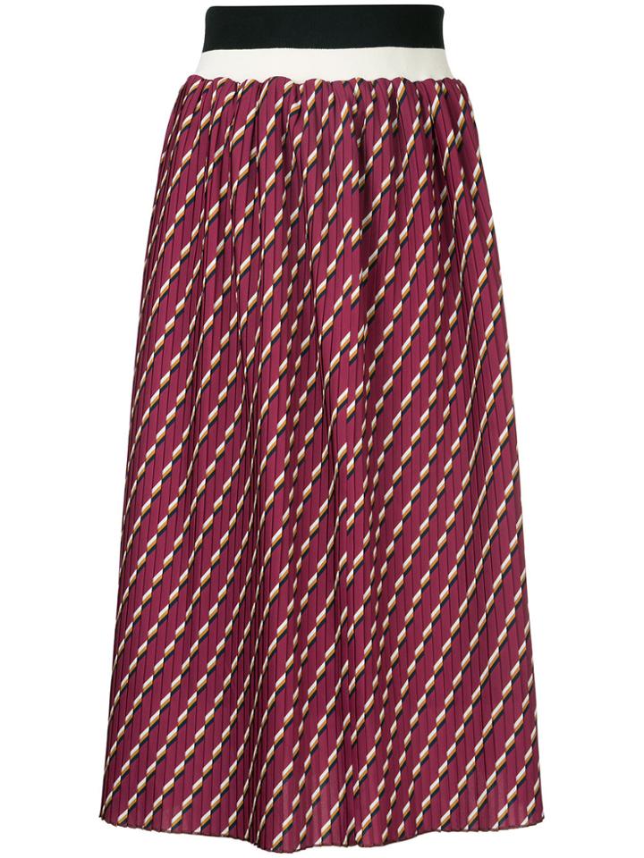 Cityshop Pleated Printed Skirt - Red