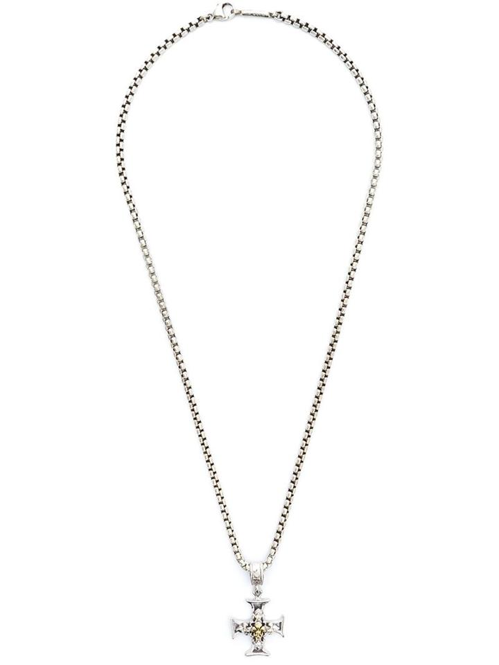 Roman Paul Cross Pendant Chain Necklace, Men's, Metallic