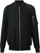 Rick Owens Embroidered Back Bomber Jacket, Men's, Size: 54, Black, Acetate/cupro/viscose