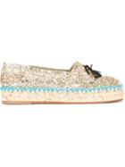 Chiara Ferragni Flirting Glitter Espadrilles, Women's, Size: 36, Yellow/orange, Polyester/cotton/leather/rubber