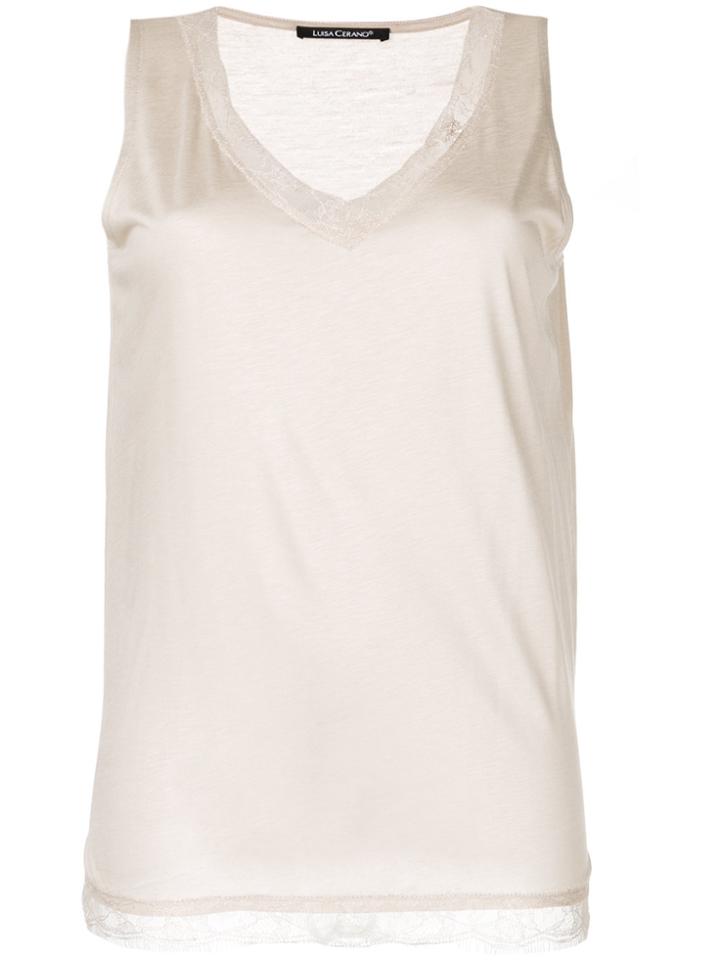 Luisa Cerano Lace Detail Top - Nude & Neutrals