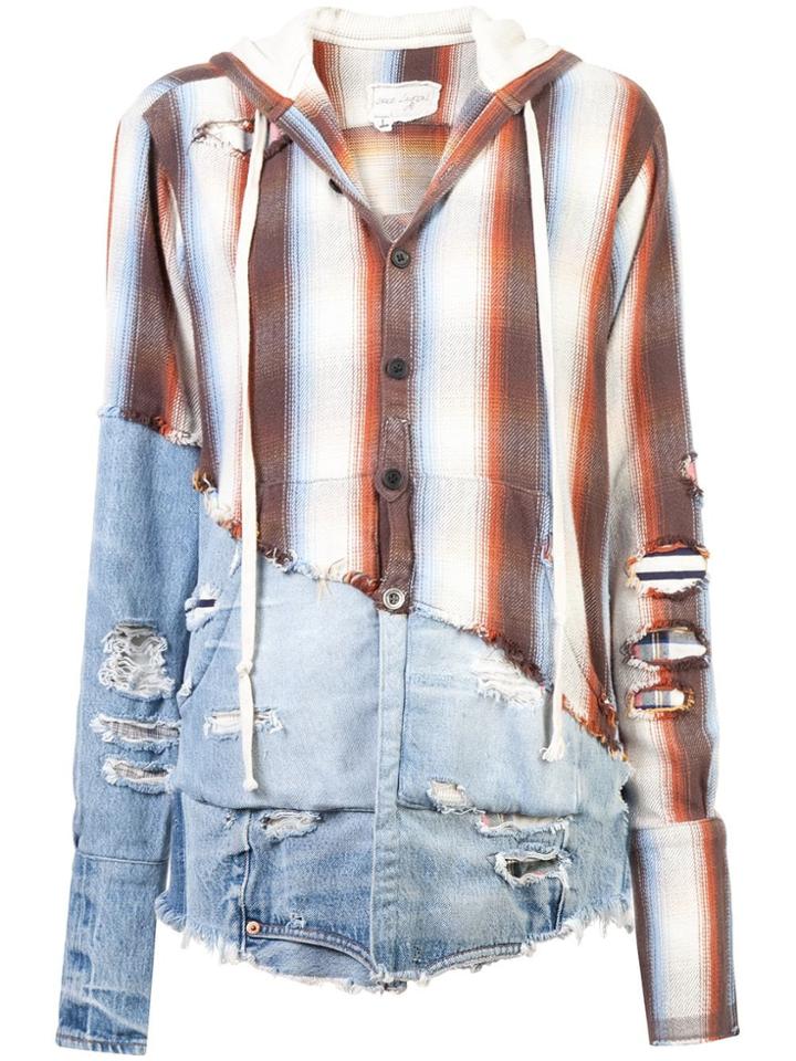Greg Lauren Patchwork Hooded Jacket - White