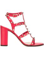 Valentino Garavani Rockstud Sandals, Women's, Size: 38.5, Red, Leather/metal