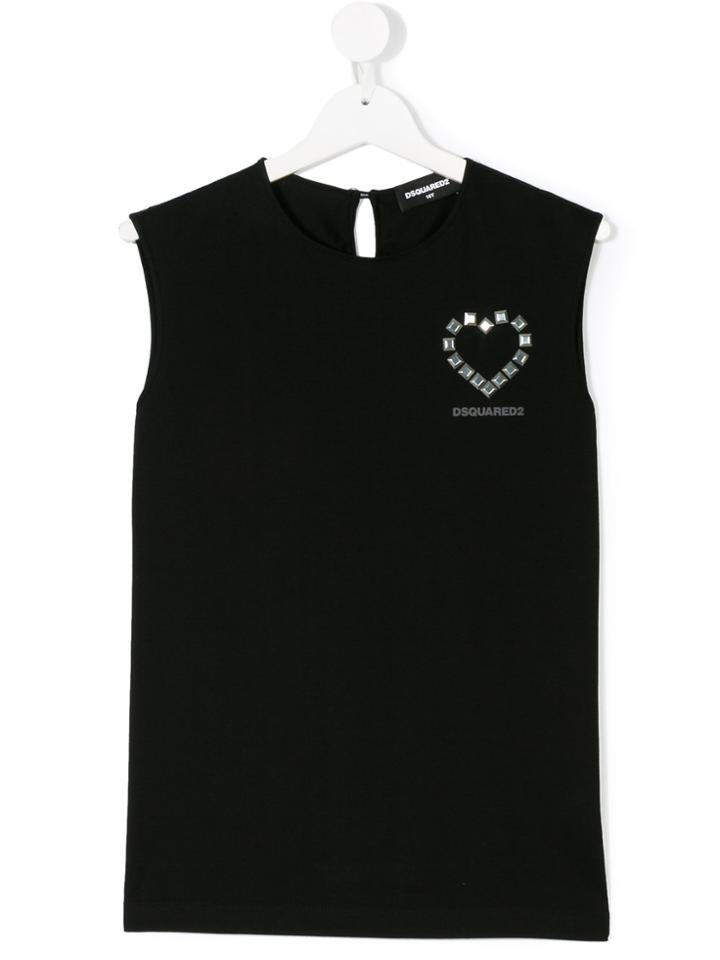 Dsquared2 Kids Studded Heart Tank Top - Black
