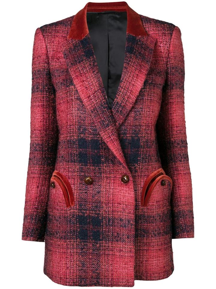 Blazé Milano Checked Double-breasted Blazer - Red