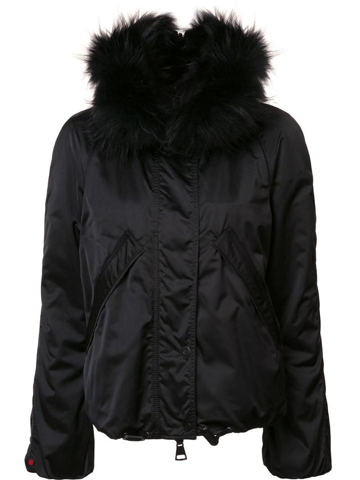 Kru Hooded Reversible Jacket, Women's, Size: Medium, Black, Racoon Fur/coyote Fur