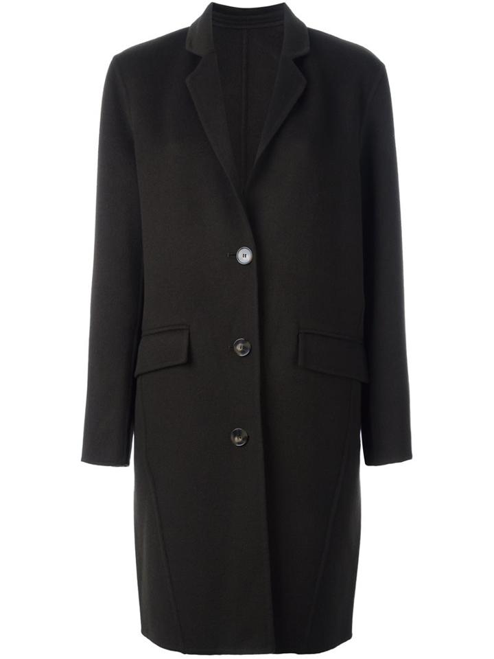 Harmony Paris Single Breasted Midi Coat, Women's, Size: 34, Green, Wool/cashmere